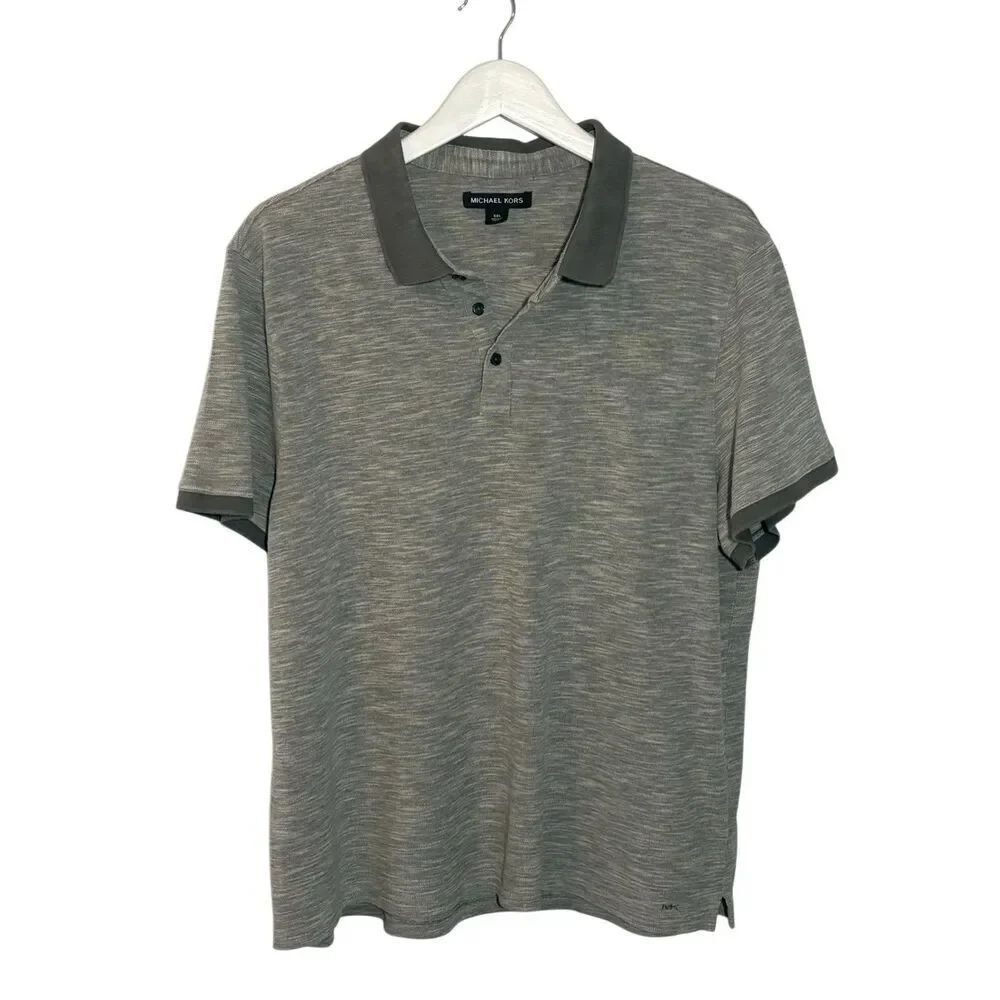 Michael Kors heathered taupe cotton polo shirt - XXL